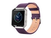 Leather Band For Fitbit Blaze With Silver Frame (Large) - Purple