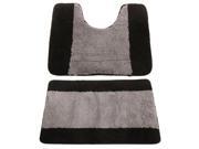 2 Piece Striped Two Tone Bath Mat And Pedestal Mat Set 2 Piece Striped Two Tone Bath Mat And Pedestal Mat Set