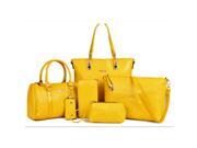 Women Bag Set Handbag+Messenger Bag+Crossbody Bag+Clutch+Wallet+Key Chain Holder(6-Pieces) - Yellow Women Bag Set Handbag+Messenger Bag+Crossbody Bag+Clutch+Wallet+Key Chain Holder(6-Pieces) - Yellow