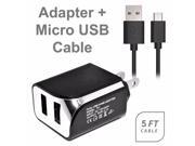 HTC One X9 Accessory Kit, 2 in 1 Rapid Charging 2.1 Amp Dual USB Wall Charger Adapter + 5 Feet Fast Micro USB Data Sync Cable BLACK HTC One X9 Accessory Kit, 2 in 1 Rapid Charging 2.1 Amp Dual USB Wall Charger Adapter + 5 Feet Fast Micro USB Data Sync Cable BLACK