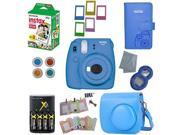 Fujifilm Instax Mini 9 Instant Camera – 10 Pack Accessory Camera Bundle – 20 Instax Film – Camera Case – Instax leather Album - 4 AA Rechargeable Batteries & Ch