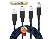 XIANDAN Micro USB Cable,4Pack 3FT 6FT 6FT 10FT Nylon Braided Android Charger USB to Micro USB Charging Charger Cord for Samsung Galaxy S7 Edge/S7/S6/S4/S3,Note