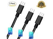 Micro USB Cable, 3Pack 3FT 3FT 6FT High Speed 2.0 USB to Micro USB Charging Cables Android Charger Cord for Samsung Galaxy S7 Edge/S6/S5/S4,Note 5/4/3,HTC,LG,Ta