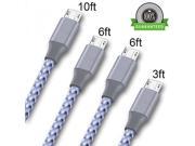Airsspu Micro USB Cable,4Pack 3FT/6FT/6FT/10FT Long Premium Nylon Braided Android Charger USB to Micro USB Charging Cable Samsung Charger Cord for Samsung Galax