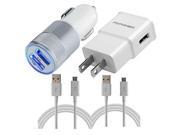 ALMM Car Charger 3.1amp and Wall Charger 2.0amp and 2 PCS Micro-USB Cable for Samsung Galaxy S4 S6 Edge S7 S7 Edge S2,Note 4 Edge,Note 5,LG G3, HTC and More(Sil