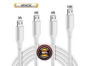 BULESK Micro USB Cable 4Pack 3FT 6FT 6FT 10FT 5000+ Bend Lifespan Premium Nylon Braided Micro USB Charging Cable Samsung Charger Cord for Samsung Galaxy S7 Edge