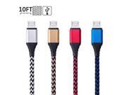 ALMM Android Charger 10FT, HUHUTA 4Pack Durable Nylon Braided USB 2.0 to Micro USB Cable High Charging Speed Cord for Android, Samsung Galaxy S7 S6 edge, note 5