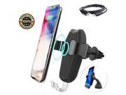 Car Cell Phone Holder, MeanLove Gravity Auto-clamping Air Vent Car Mount Holder with Wireless Charging Function for iPhone X / 8 / 8 Plus , Samsung Galaxy S7/ S