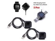 JS 2PCS USB Charging Dock Charger Cable For Fitbit Versa Bracelet Watch Replacement