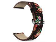For Fitbit Versa Watch Band Replacement Fashion Peony Flower Painting Genuine Leather Buckle Wrist Strap Women Men Bracelet Wristband: Black red