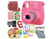 Fujifilm Instax mini 9 Instant Film Camera (Flamingo Pink) & Deluxe Accessory Kit w/ Selfie Lens + Mini Album & Case + Films + Assorted Frames + More