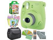 Fujifilm Instax mini 9 Instant Film Camera (Lime Green) and Accessory Package w/ Frames + Stickers + Case + More