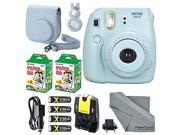 Fujifilm Instax Mini 8 Blue Camera and Deluxe Accessory Bundle with Instax Mini Films, Batteries and Charger, Blue Case, Blue Rabbit Selfie Lens, and More