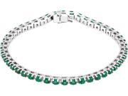 14K White Gold Emerald Line Bracelet