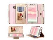 Samsung Galaxy S7 Edge Case PU Leather Wallet Case ID Card Slot Mirror Pink Gold