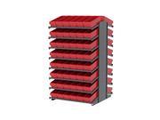 Akromils 18 Double Sided Pick Rack 16 Shelves with 31168 Akro Bins Red