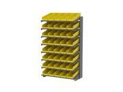 18 Single Sided Pick Rack 8 Shelves with 30138 Storage Shelf Bins Yellow