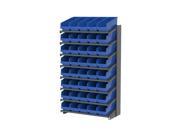18 Single Sided Pick Rack 8 Shelves with 30098 ShelfMax Blue Storage Bins