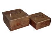 Home Decorative Wood Boxes with Top Lid And Chrome Handle And Accents Set of 2