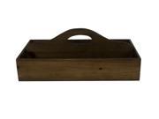 Home Decorative Rectangular Wooden Storage Caddy with Center Divider And Center Carrying Handle