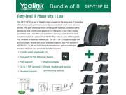 Yealink T19P E2 8 PACK VoIP Phone with 1 Line PoE support Dual 10 100 Mbps