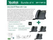 Yealink SIP T19P E2 4 PACK VoIP Phone with 1 Line PoE Dual 10 100 Mbps