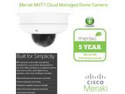 Cisco Meraki MV71 Cloud Managed Indoor HD Dome Camera with 5 YR MV Ent. License