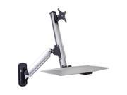 DoubleSight Displays DS ERGO 100WM Ergonomic Sit Stand Monitor Arm and Keyboard Tray Wall Mount up to 30 Monitor 24 lb Support 30 Screen Support 24 lb