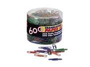Officemate International Corp OIC97211 Translucent Paper Clips Vinyl Small 600 Tub BE PE GN RD SR