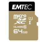 EMTEC 64 GB Class 10 Mini Jumbo Ultra MicroSDXC Memory Card with Adapter