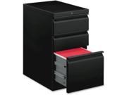 basyx(R) by HON(R) Mobile Pedestal Vertical Filing Cabinet, 3 Drawers, 28in.H x 15in.W x 20in.D, Black