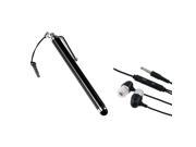 eForCity 3x Black Pen w Dust Cap Fishbone Wrap Black Headset Compatible with Samsung© Galaxy S3 S4 i9500 Note 2 N7100