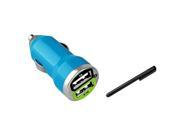 eForCity Mini Blue Car Charger Black Stylus Compatible With Samsung© Galaxy S3 SIV I9300 Note II S4 i9500