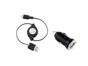 eForCity Black Mini Car Charger Adapter Cable Compatible with Samsung© Galaxy S4 SIV i9500 Note 2 S2