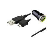 eForCity Car Charger USB Data Cable Black Stylus Compatible with Samsung© Galaxy SIV S3 I9300 S4 i9500 Note 2