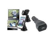 eForCity Suction Holder Mount Black Car Charger Adapter Compatible With Samsung© Galaxy S3 S4 i9500 Note 2