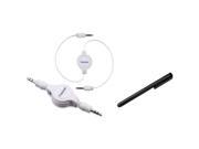 eForCity White 3.5mm Audio Cable Black Stylus Compatible with Samsung© Galaxy S3 i9300 i9500 S4 S IV
