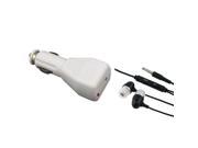 eForCity White DC Charger Black Headset Compatible with Samsung Galaxy S3 i9300 i9500 S4 S IV T989