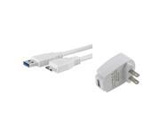 eForCity White USB Travel Charger Adapter and White 3FT USB 3.0 Charging Data Cable Compatible with Samsung Galaxy Note III N9000
