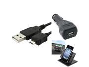 eForCity Universal Micro USB Data Charging Cable Car Dashboard 360 degree Swivel Phone Holder USB Car Charger Adapter