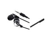 eForCity Black Headset 2x Ear Buds Black Stylus Compatible with Samsung© Galaxy S 3 i9300 N7100 S4 i9500