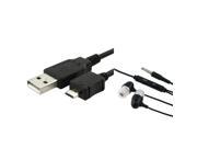 eForCity Micro USB Data Charging Cable Black Headset Compatible With Samsung© Galaxy S3 i9300 S4 i9500