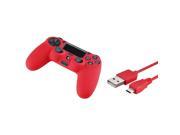 eForCity Red Silicone Skin PS4 Controller Case with FREE 10FT Red Micro USB 2 in 1 Cable Compatible with Sony PlayStation 4