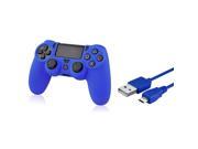 eForCity Blue Silicone Skin PS4 Controller Case with FREE 10FT Blue Micro USB 2 in 1 Cable Compatible with Sony PlayStation 4