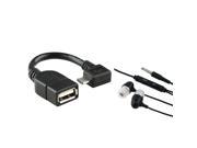 eForCity Black Micro USB OTG to USB 2.0 Adapter Black Universal 3.5mm In Ear Stereo Headset w On off Mic Compatible With Asus Google Nexus Tablet 7 7
