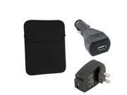 Black Sleeve USB Car Charger Adapter USB Travel Wall Charger compatible with Apple The new iPad ipad 4 ipad with Retina display
