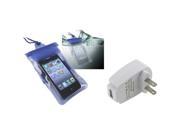 eForCity White Wall Charger Blue Waterproof Bag For LG Cosmos Touch Optimus 2X G2X L5