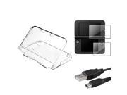 eForCity Clear Crystal Skin Case 2 LCD Screen Film USB Charging Cable For Nintendo 3DS XL