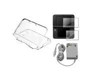 eForCity Gray Travel Charger 2 LCD Kit Reusable Screen Protector Clear Crystal Case Bundle Compatible With Nintendo 3DS XL LL