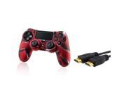 eForCity Camouflage Navy Red Silicone Skin Case with FREE 10FT High Speed HDMI Cable with Ethernet M M Compatible with Sony PlayStation 4 PS4 Controller